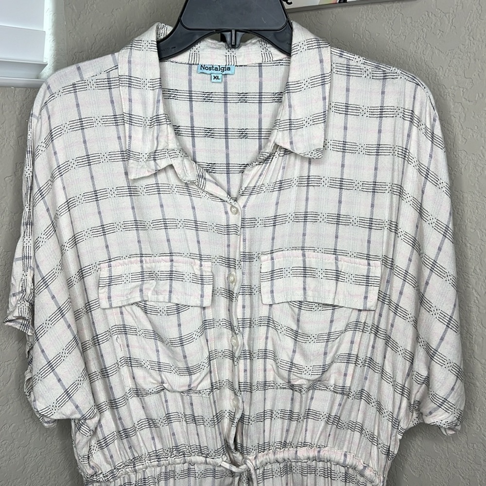 539 - Nostalgia from Nordstrom NWOT Off-White w Black/Pink Stripes Dress Size XL - Picture 2 of 9